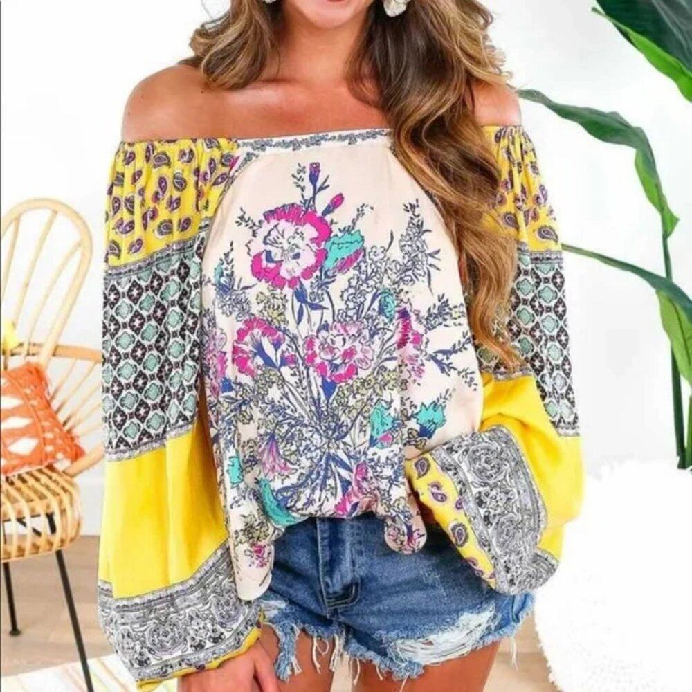 Free People Positano Printed Floral Top